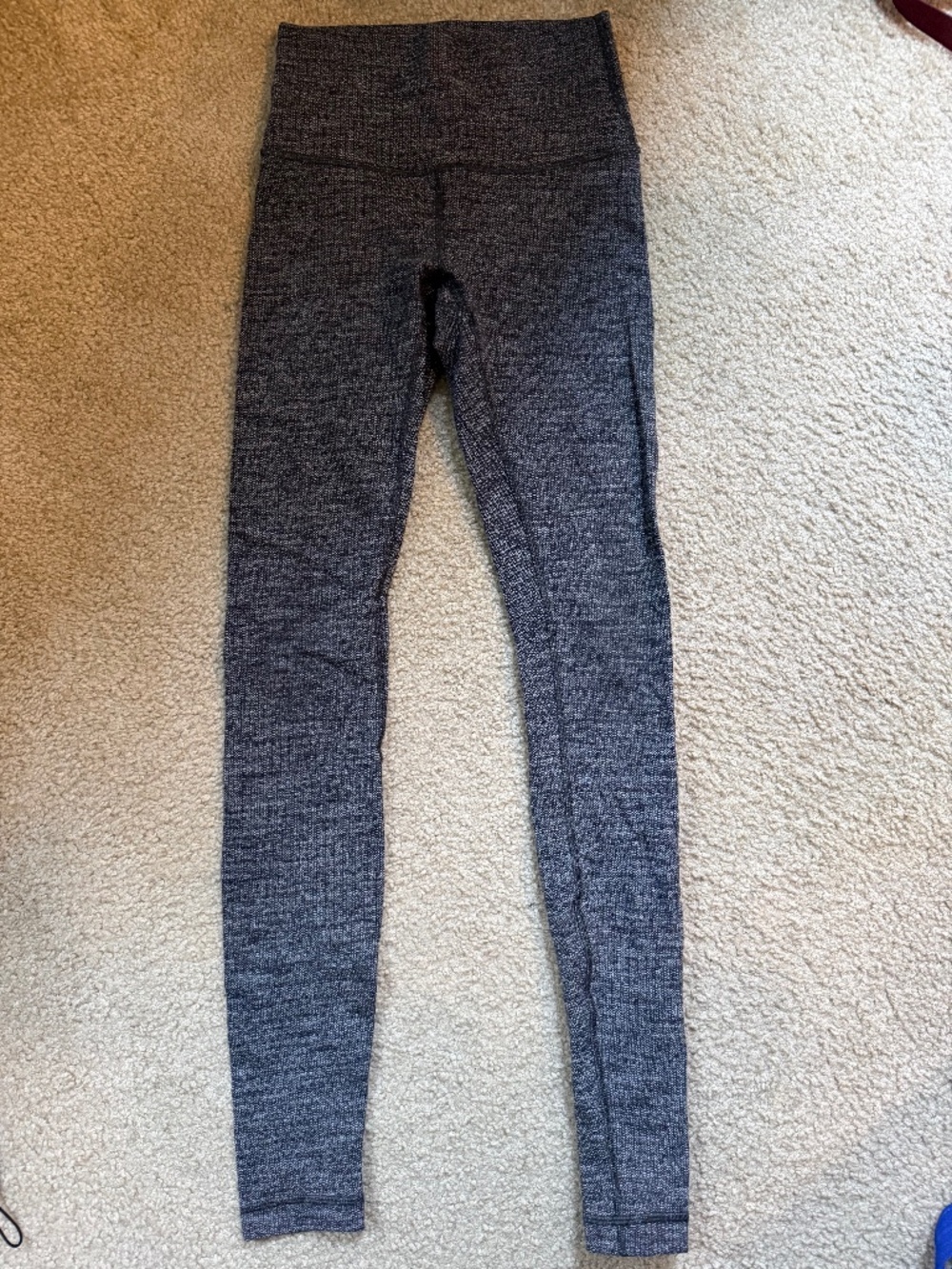 Lululemon Wunder Under Hi-Rise 7/8 Tight Leggings Sz 2 Knit Jacquard Gray